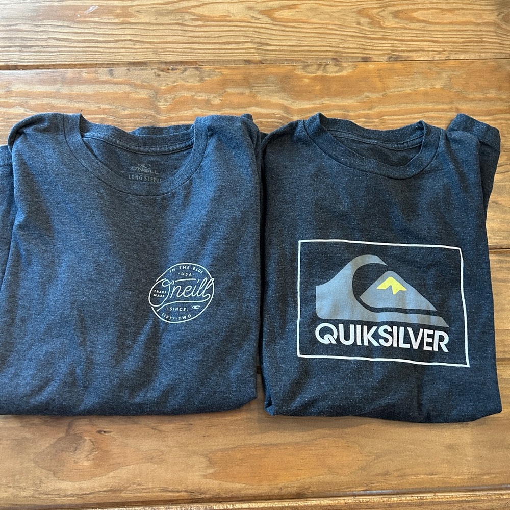 Quiksilver and O'Neill Graphic Long Sleeve T-Shirts Size Medium Both Gray